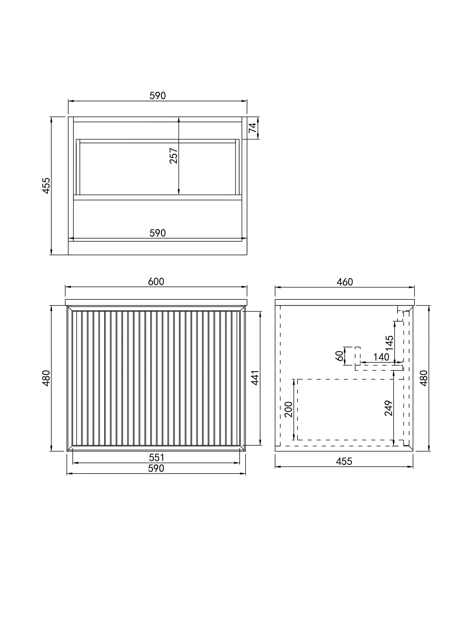 Ceto Kirribilli 600*460*500mm PVC Wall hung push open drawer vanity