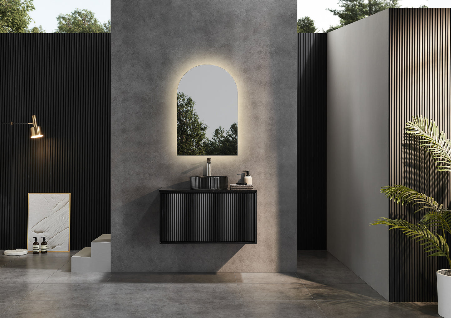 890*455*480mm PVC Wall hung push open drawer vanity
