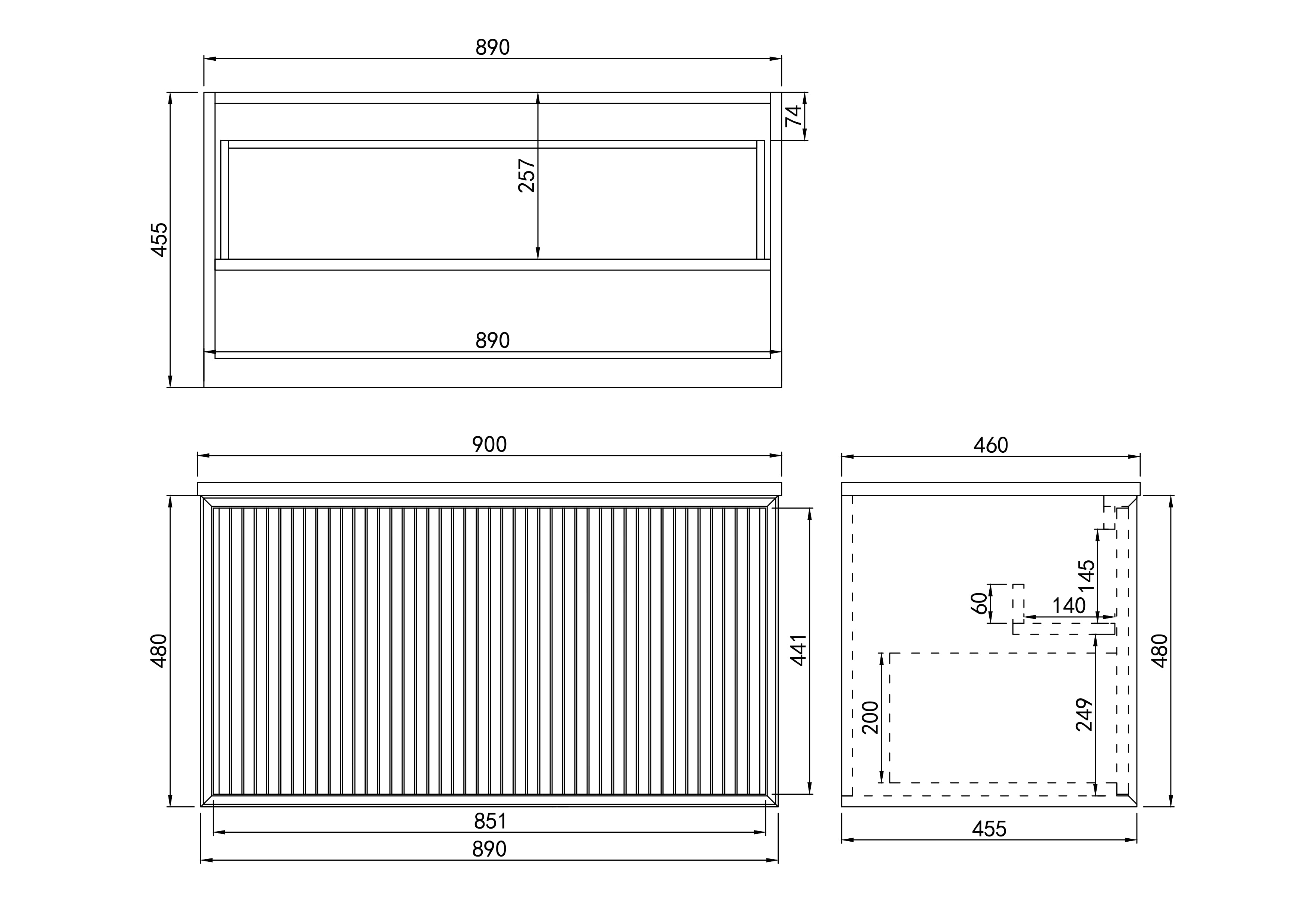 Ceto Kirribilli 890*455*480mm PVC Wall hung push open drawer vanity