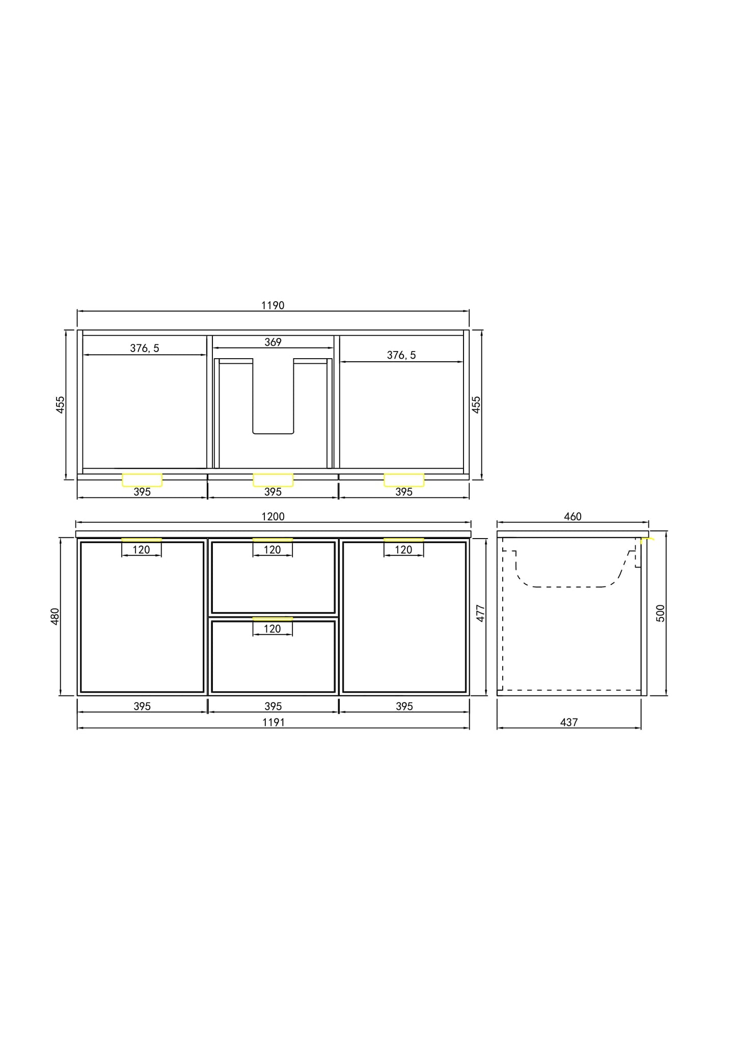 CETO Miami Wall Hung PVC Vanity with U shape soft closing drawers 600/750/900/1200SD/1500SD