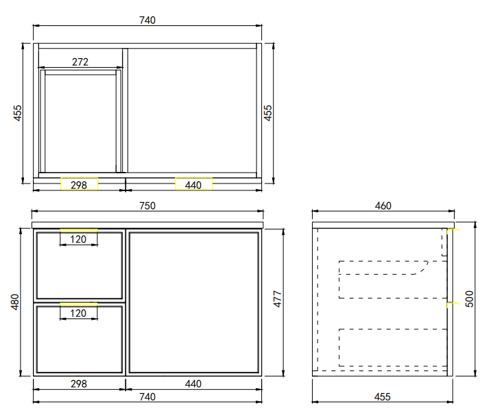 Vivid Pulse Wall-Mounted PVC Cabinet with Soft closing doors 600/750/900mm
