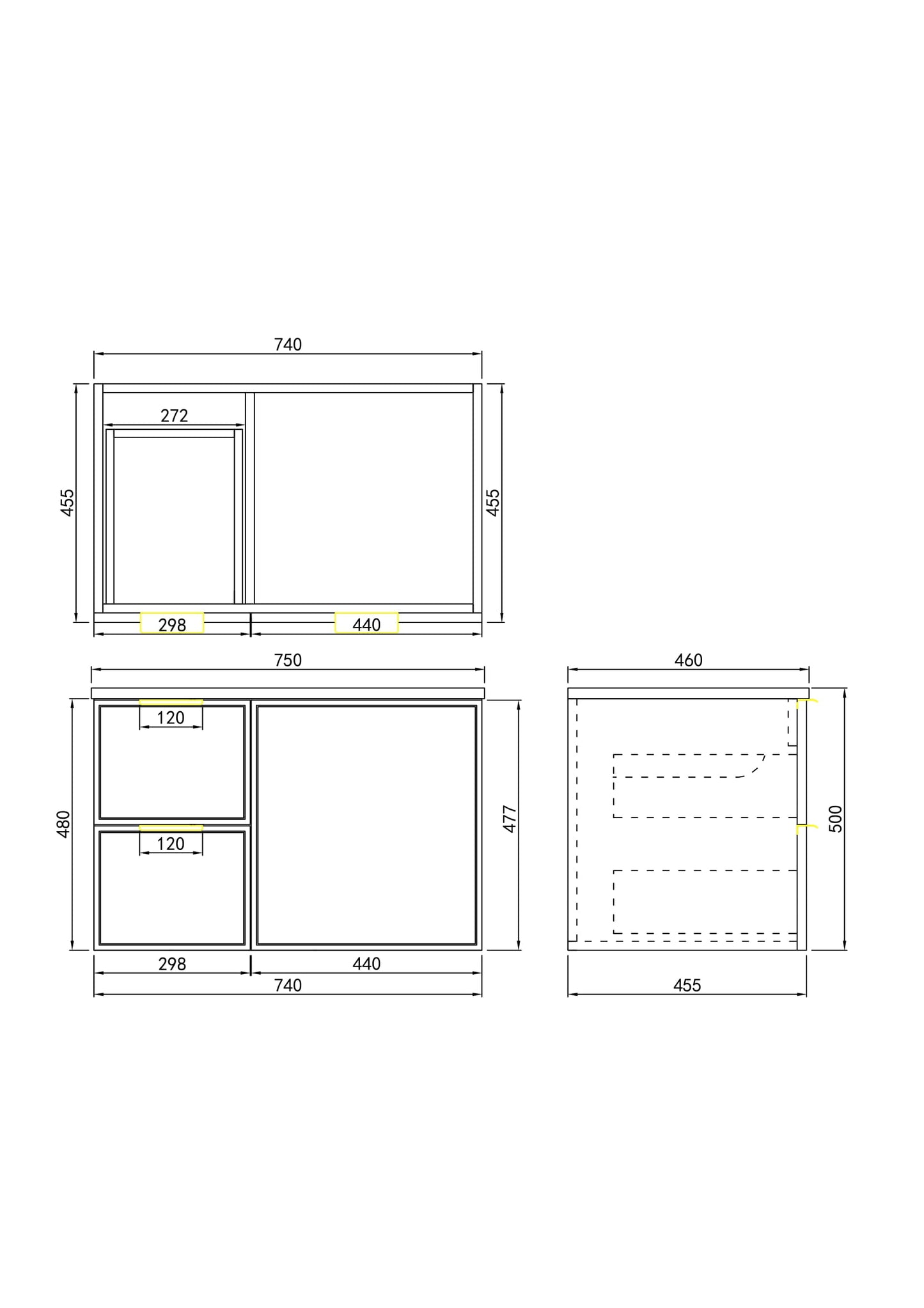 CETO Miami Wall Hung PVC Vanity with U shape soft closing drawers 600/750/900/1200SD/1500SD