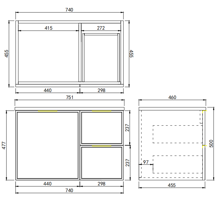 Vivid Pulse Wall-Mounted PVC Cabinet with Soft closing doors 600/750/900mm