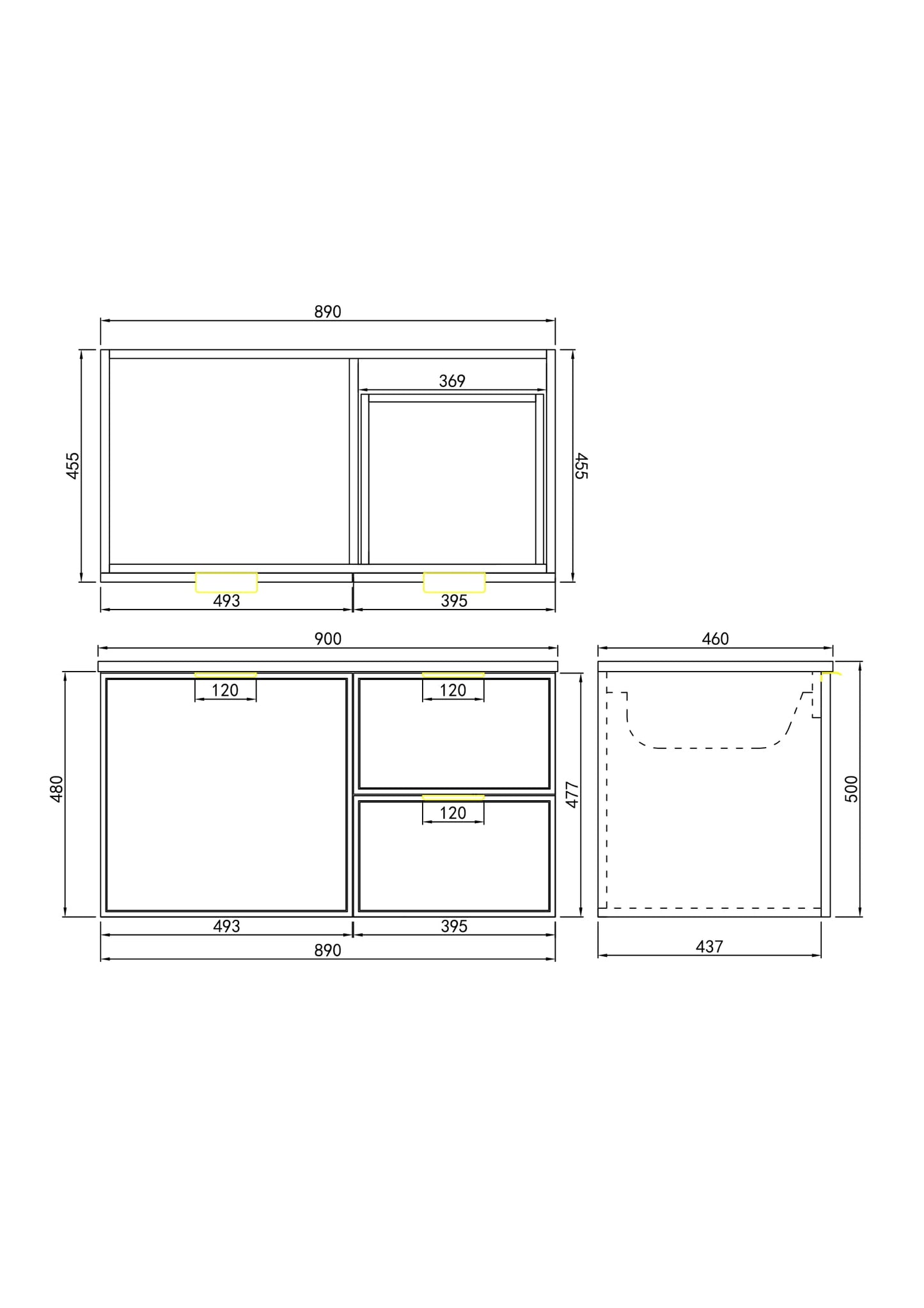 CETO Miami Wall Hung PVC Vanity with U shape soft closing drawers 600/750/900/1200SD/1500SD