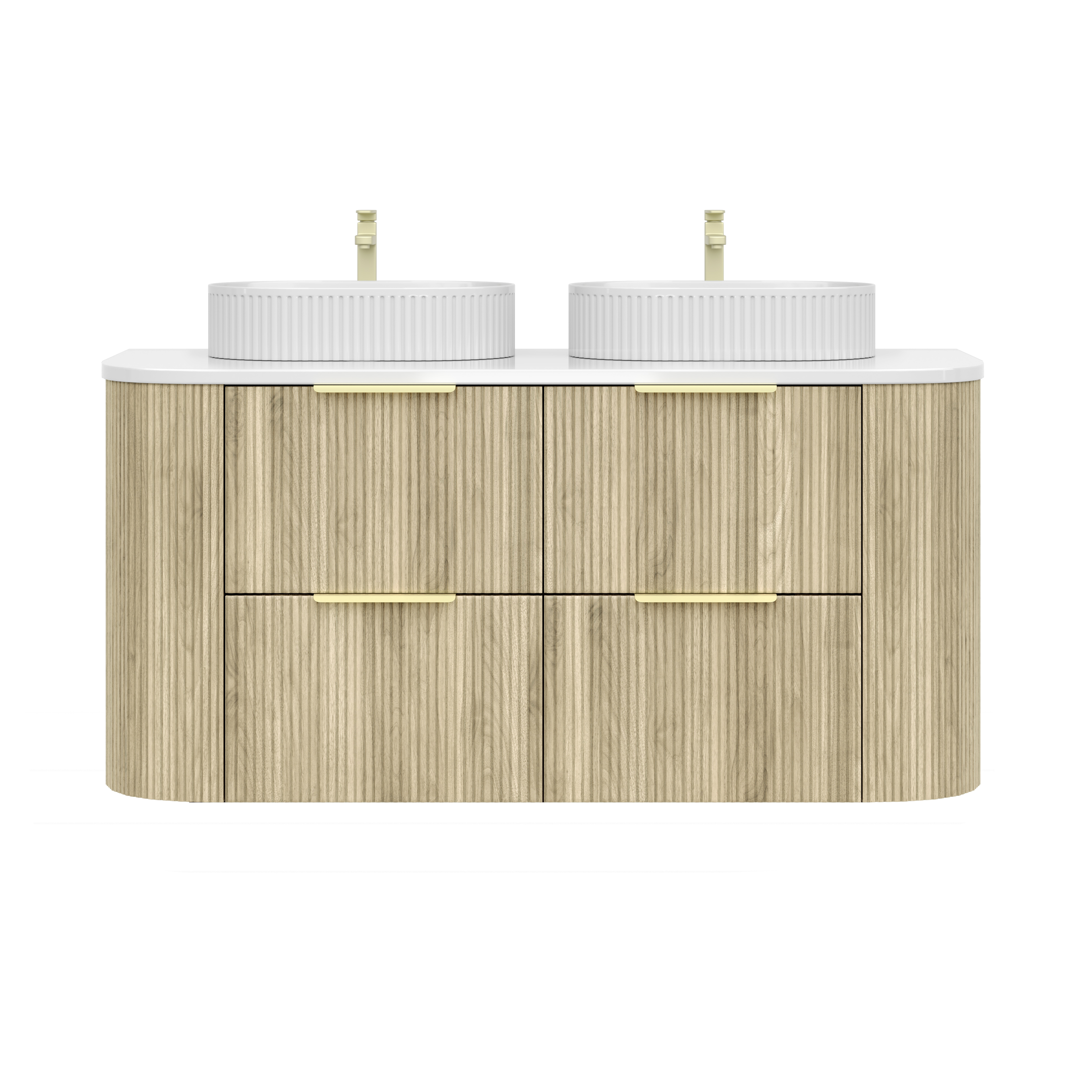 CETO Artis Wall-Hung PVC fluted Curved Cabinet with Soft-Close Drawers 1200-1500mm ART1200W /ART1220W /ART1500W /ART1550W-D-CO/PO/WAL