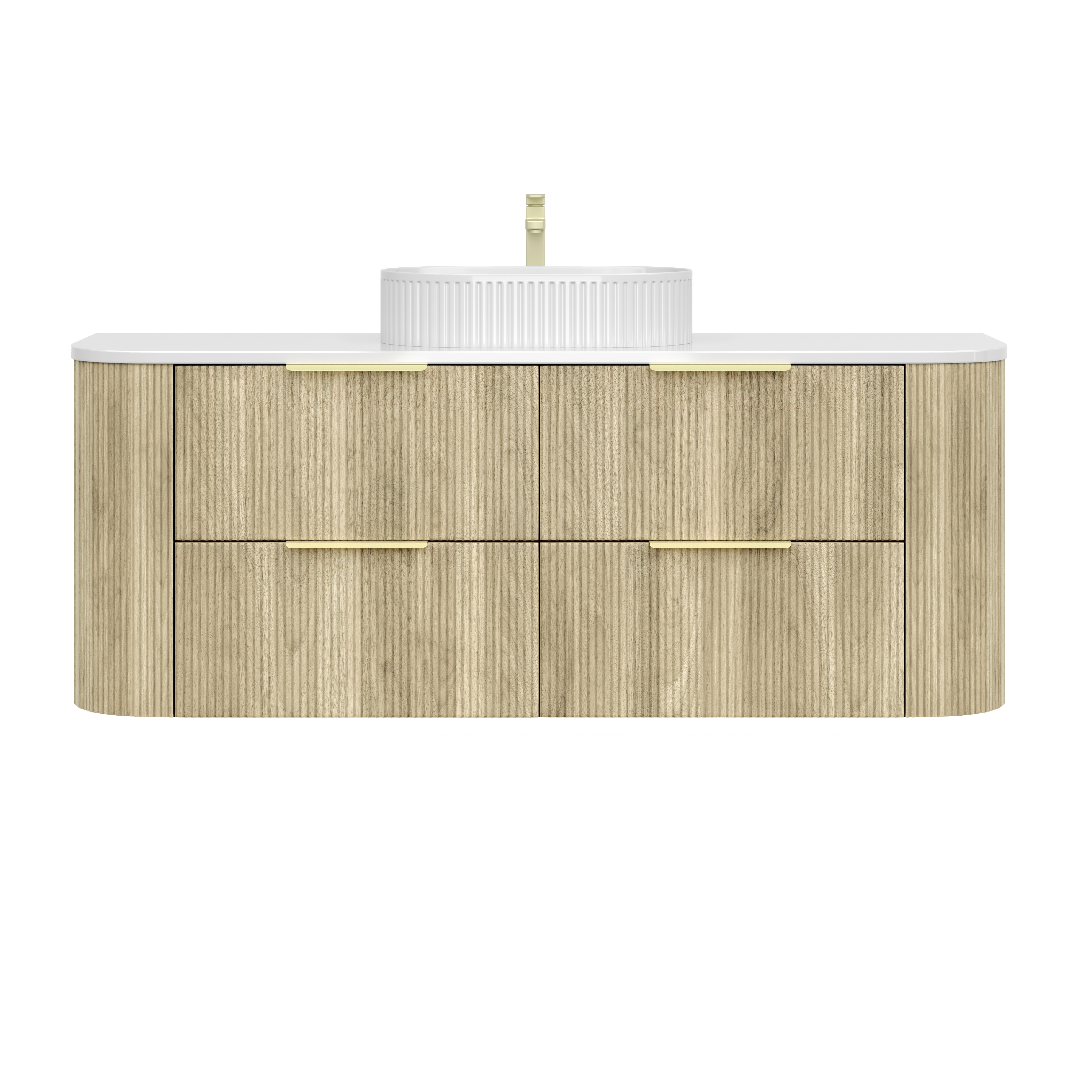 CETO Artis Wall-Hung PVC fluted Curved Cabinet with Soft-Close Drawers 1200-1500mm ART1200W /ART1220W /ART1500W /ART1550W-D-CO/PO/WAL