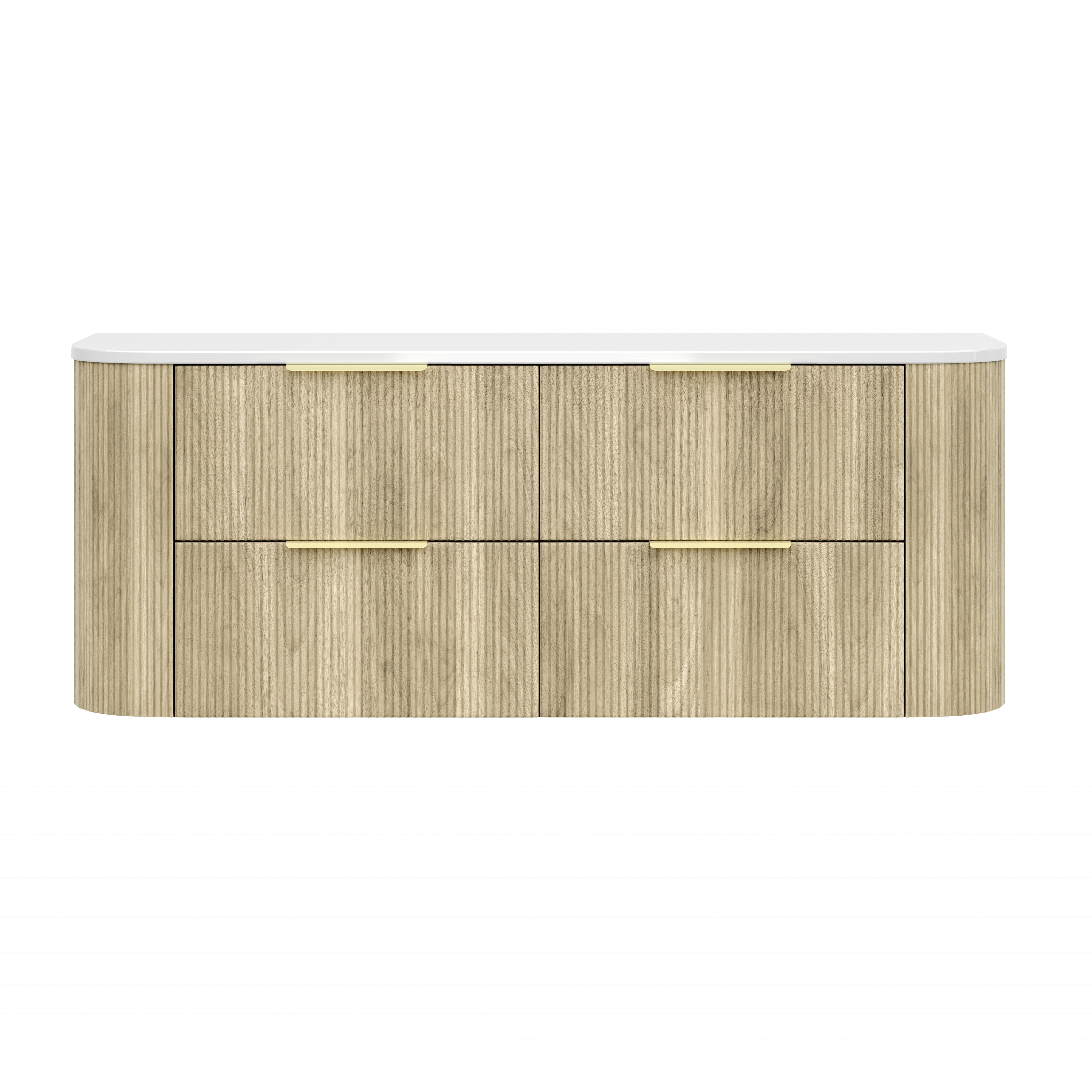 CETO Artis Wall-Hung PVC fluted Curved Cabinet with Soft-Close Drawers 1200-1500mm ART1200W /ART1220W /ART1500W /ART1550W-D-CO/PO/WAL