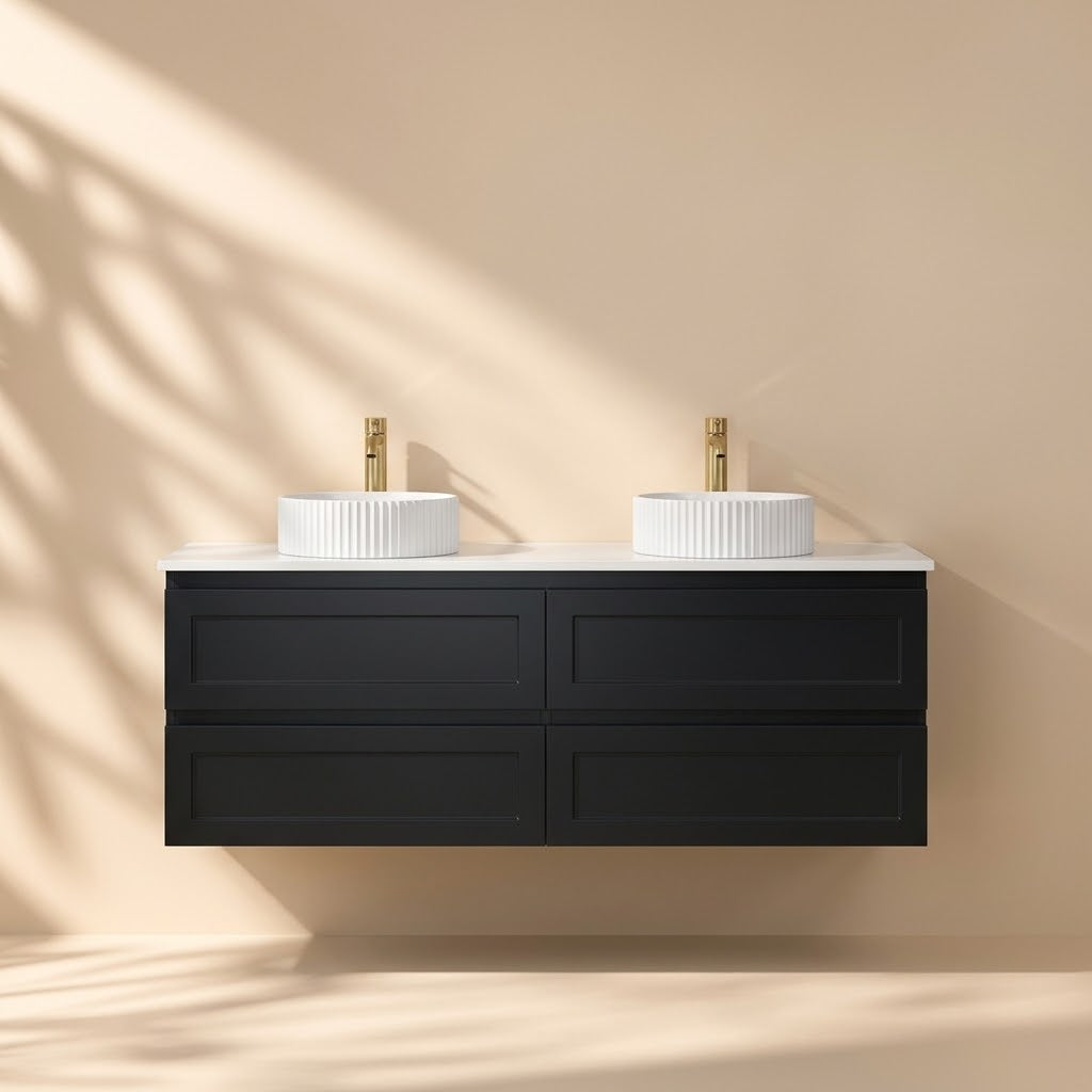 Cielo Wall-Mounted Vanity 1500*460*580mm Matte Black(Cabinets Only)