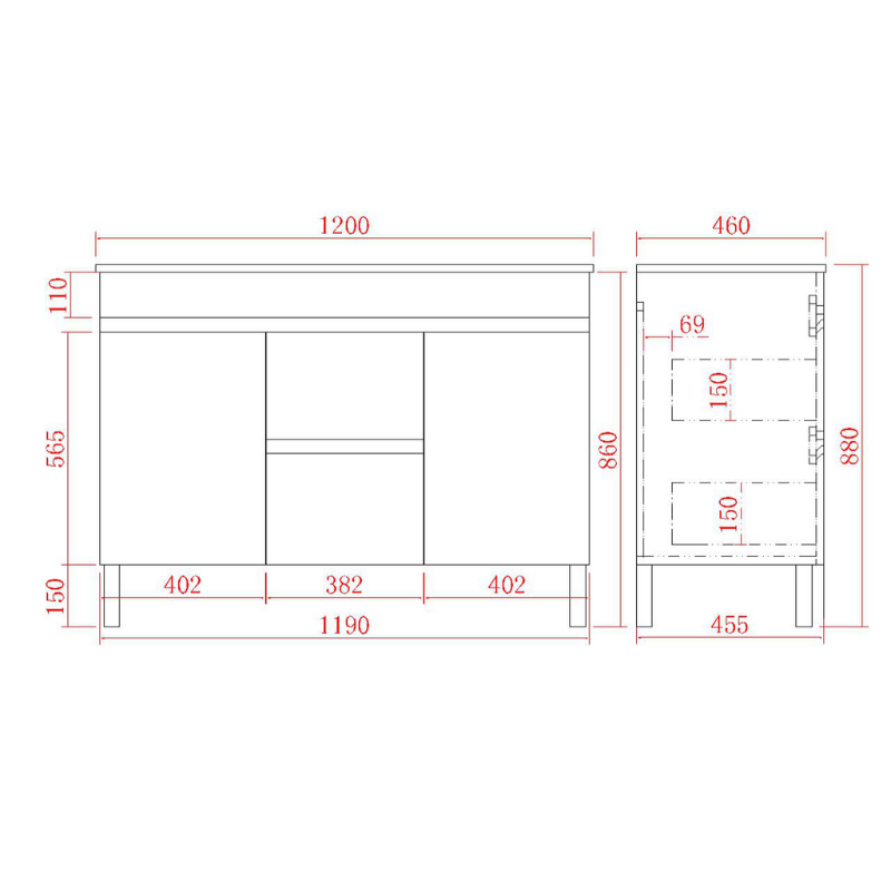 Modern Wall-Mounted Bath Vanity 1200/1500/1800mm