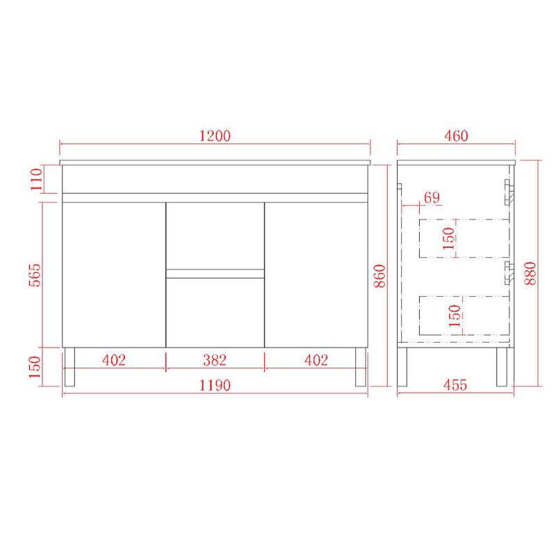 Modern Wall-Mounted Bath Vanity 1200/1500/1800mm