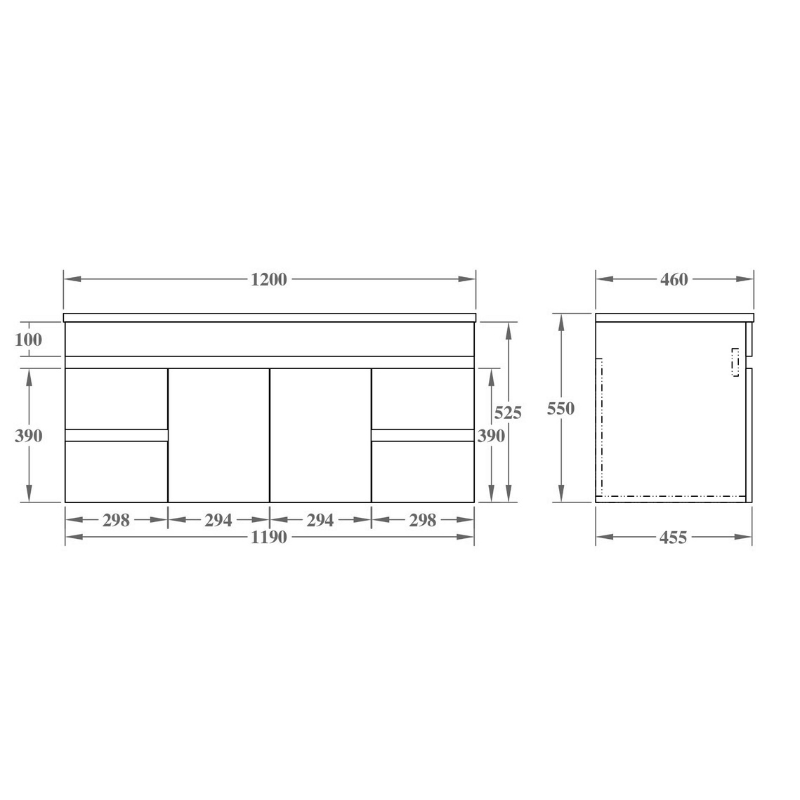 Modern Wall-Mounted Bath Vanity 1200/1500/1800mm