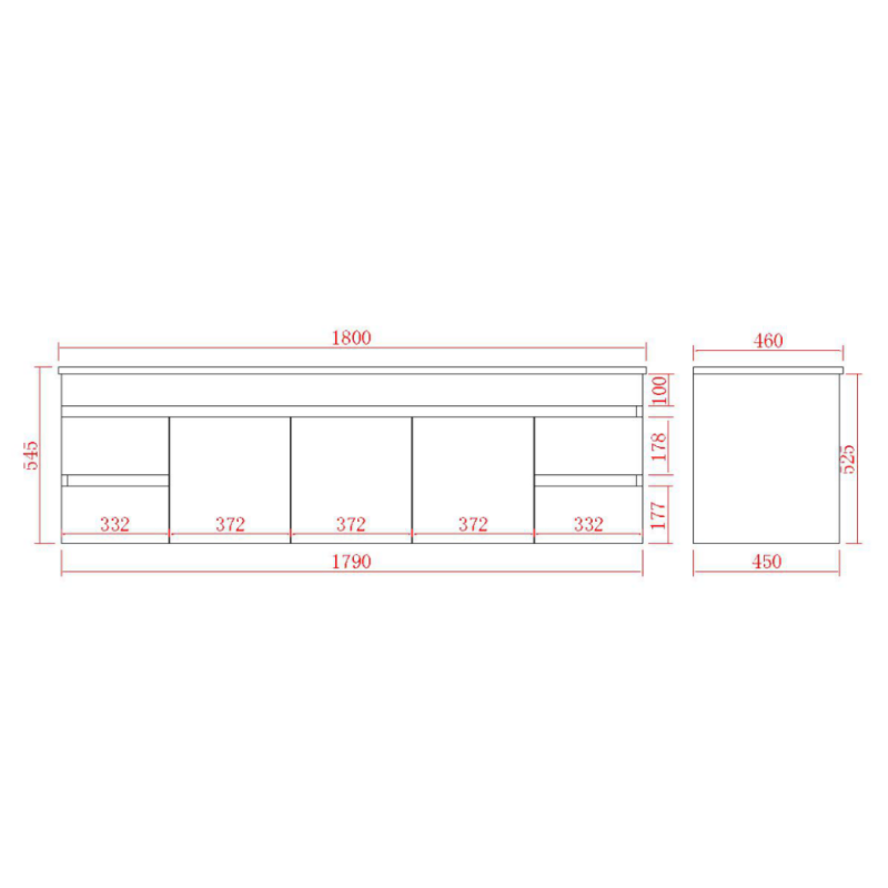 Modern Wall-Mounted Bath Vanity 1200/1500/1800mm