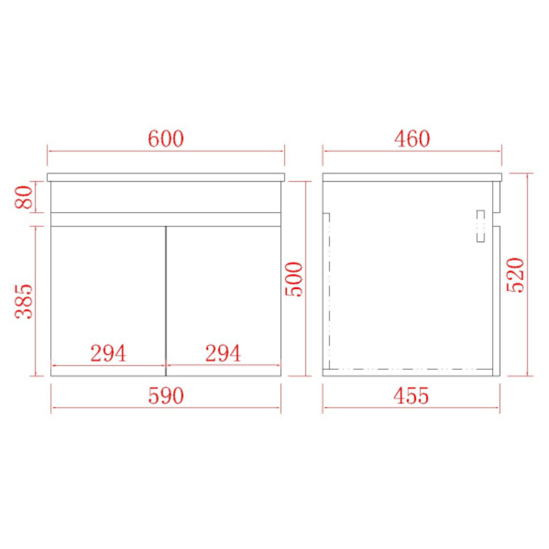 Wren Modern Wall-Mounted Bath Vanity 600/750/900mm