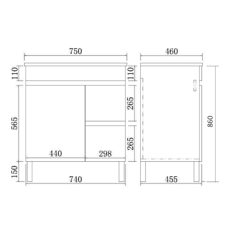 Wren Leg Vanity Cabinet (PVC Material) 600/750/900/1200/1500mm