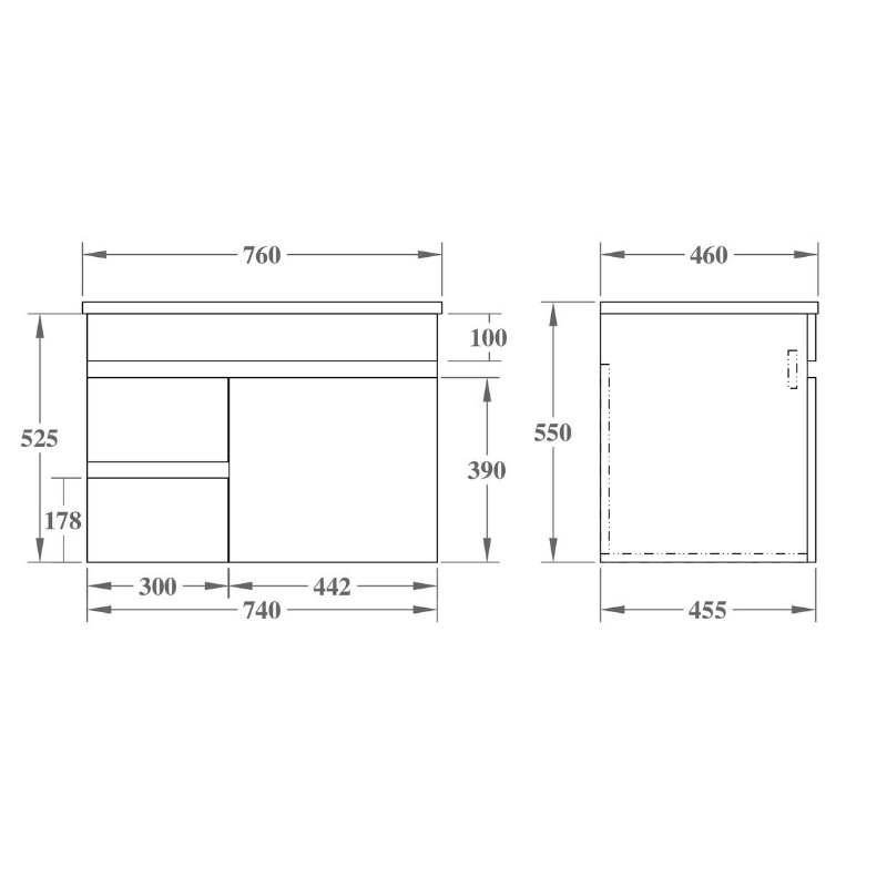 Wren Modern Wall-Mounted Bath Vanity 600/750/900mm