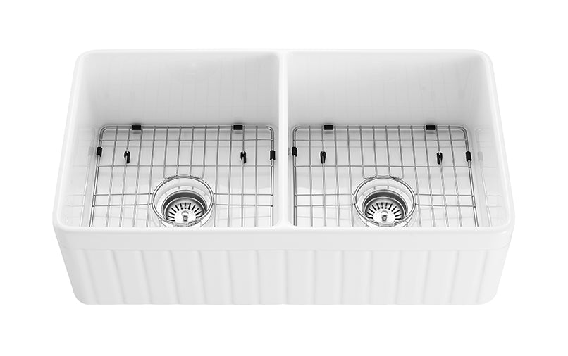 838*457*255mm Greenwich Fireclay Farmhouse Double Sink FCS828-D-GW/MB