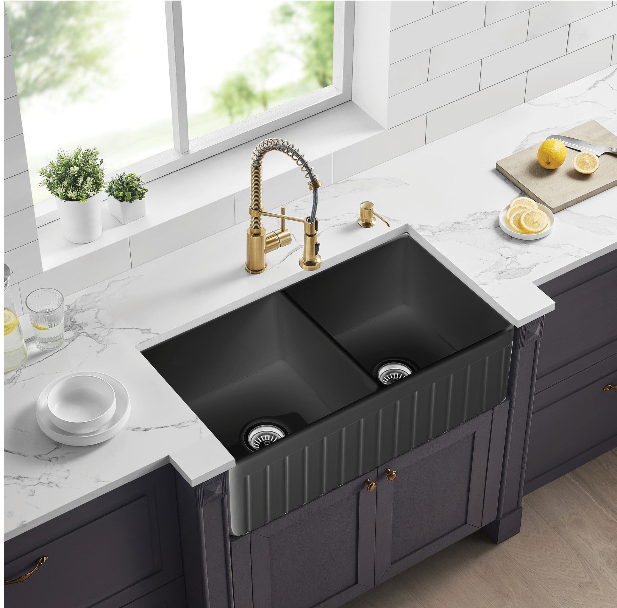 Bradley Fireclay Farmhouse Double Sinks 838*457*255mm