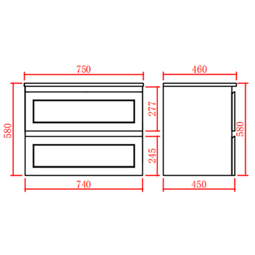 Onda Wall-Mounted Vanity 450/740/890/1200mm