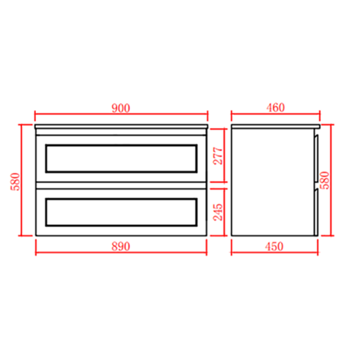 Onda Wall-Mounted Vanity 450/740/890/1200mm
