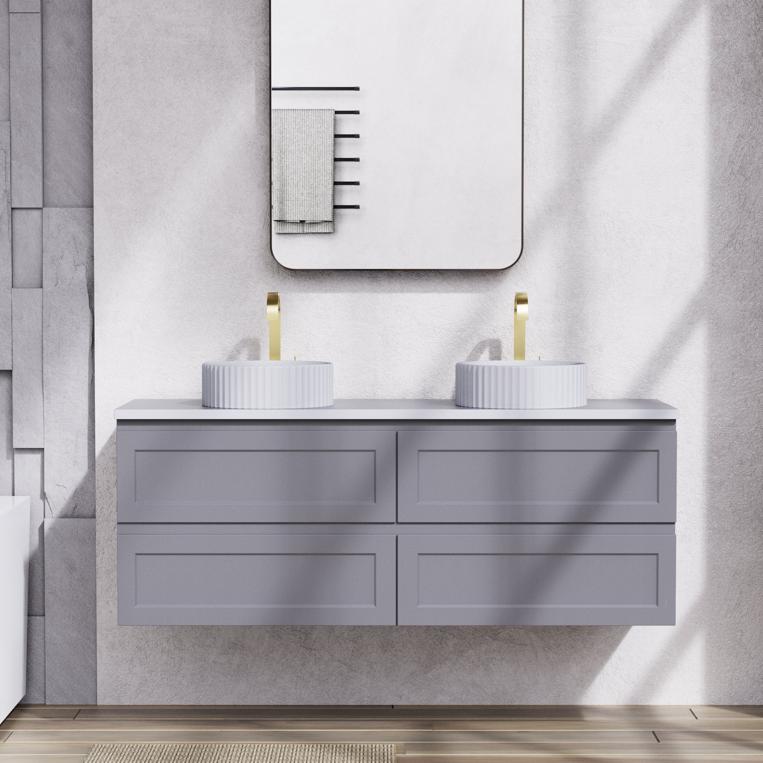 Cielo Wall-Mounted Vanity 1500*460*580mm Matte Grey