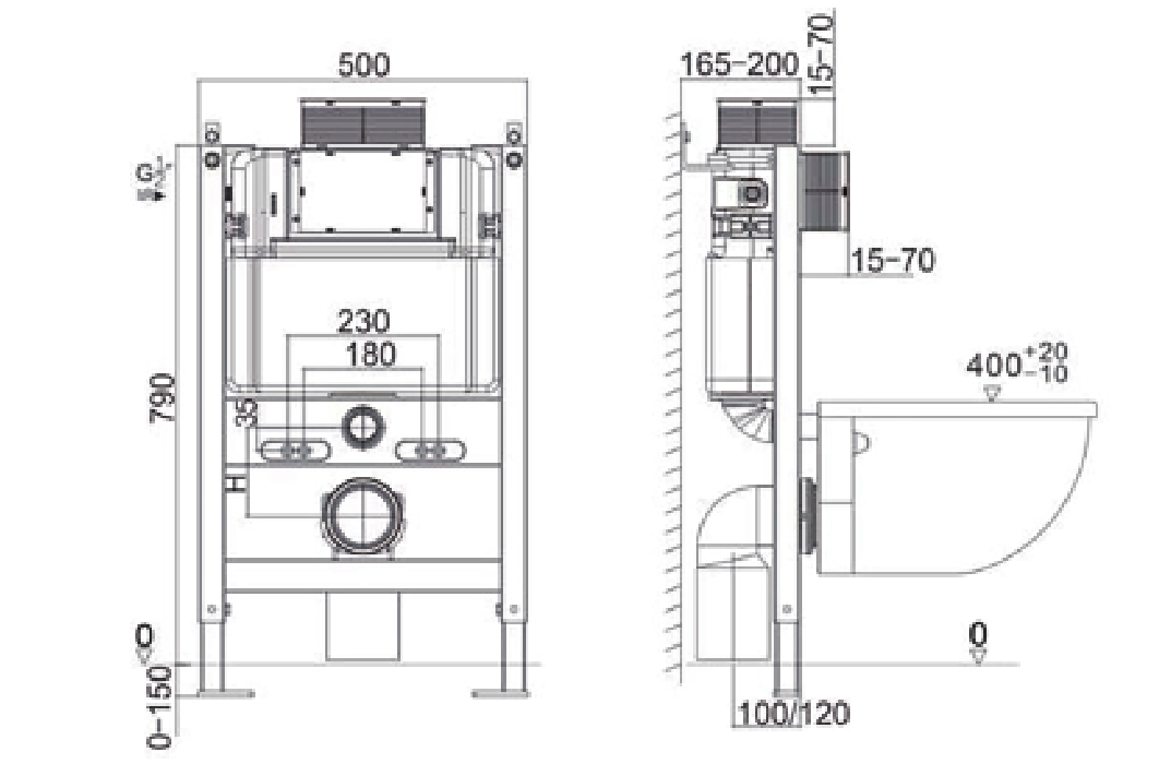Frame low height In-wall Cistern