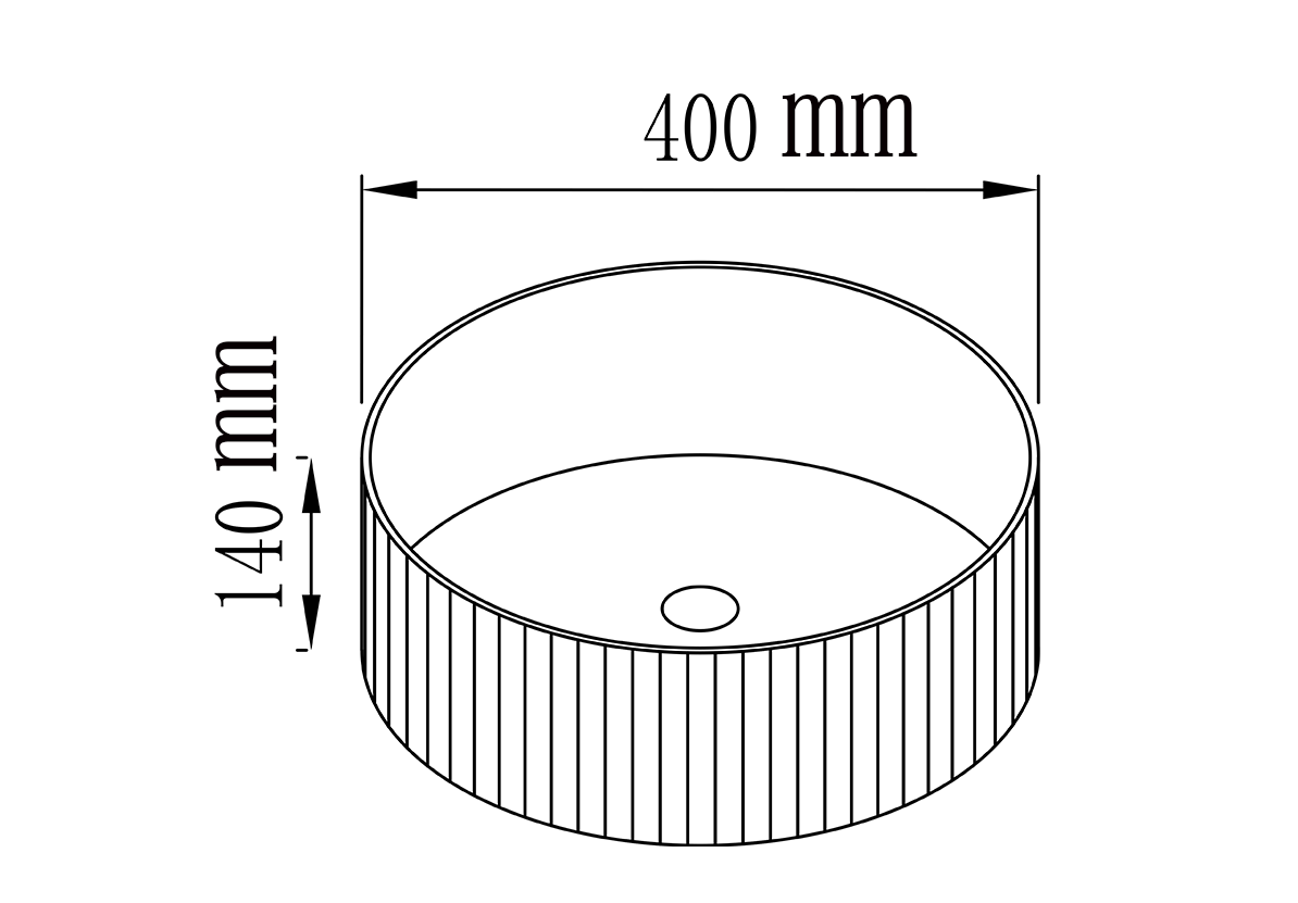 VITO Geneva Fluted Round Premium Ceramic Above-Counter Basin 400*400*125mm