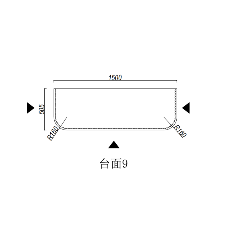 Silica-Free Artificial Quartz Top - Curve 600-1800mm