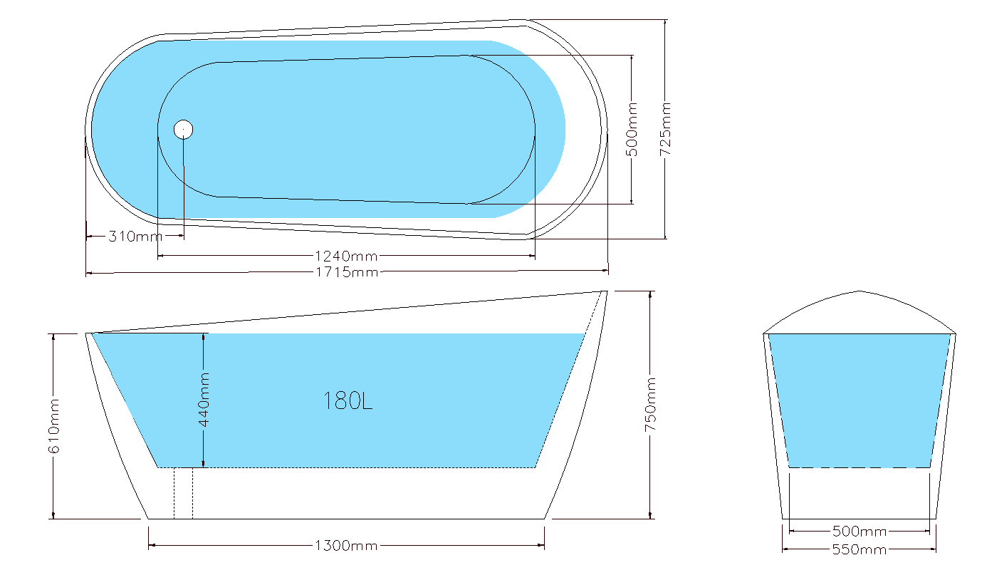 Kento Freestanding Bath 1715*725*750mm