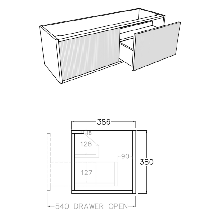 Cielo Mini Wall-Mounted Vanity 1190*386*380mm/1490*386*380mm