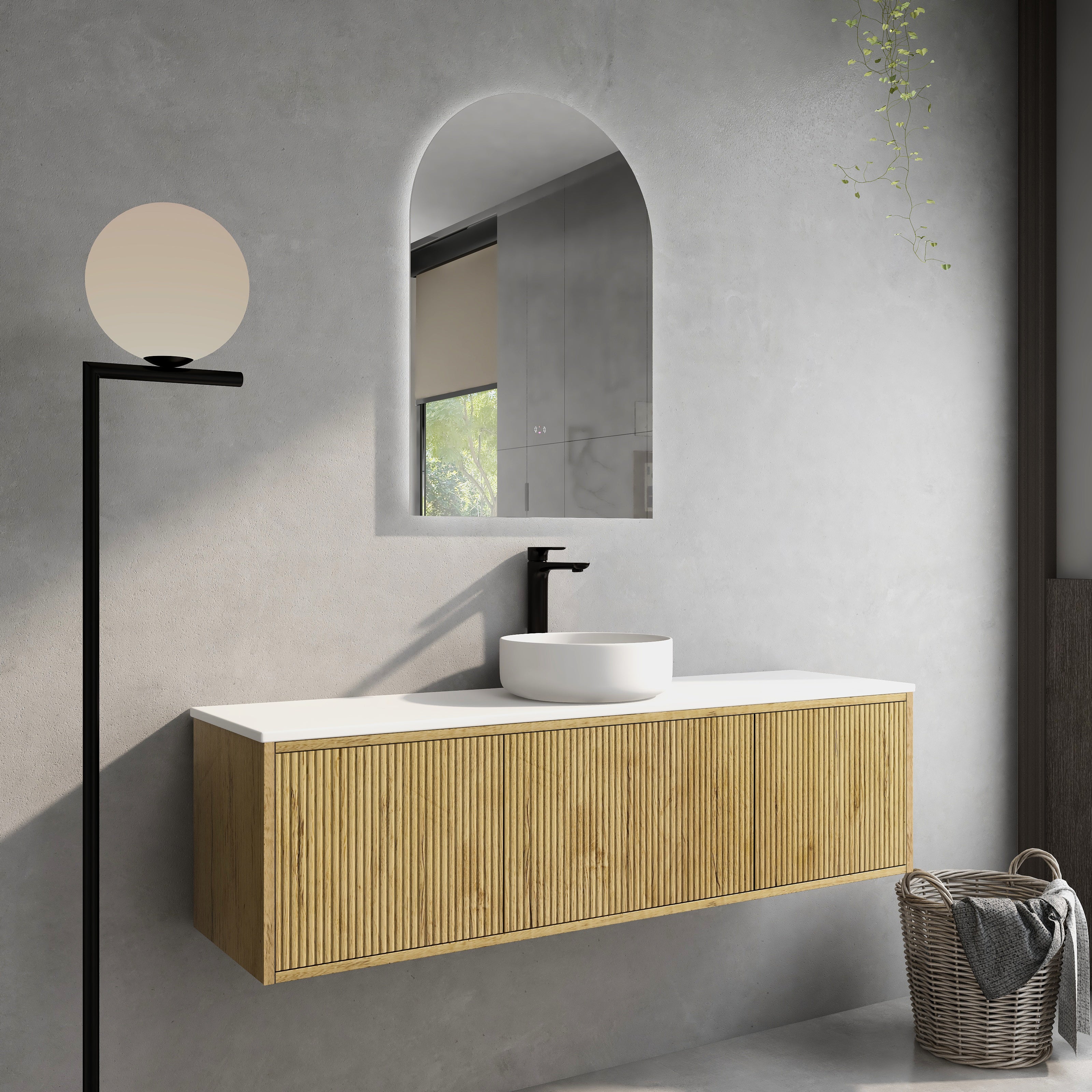 Bellevue Slim Wall-Mounted Vanity 1490*386*380mm Prime Oak