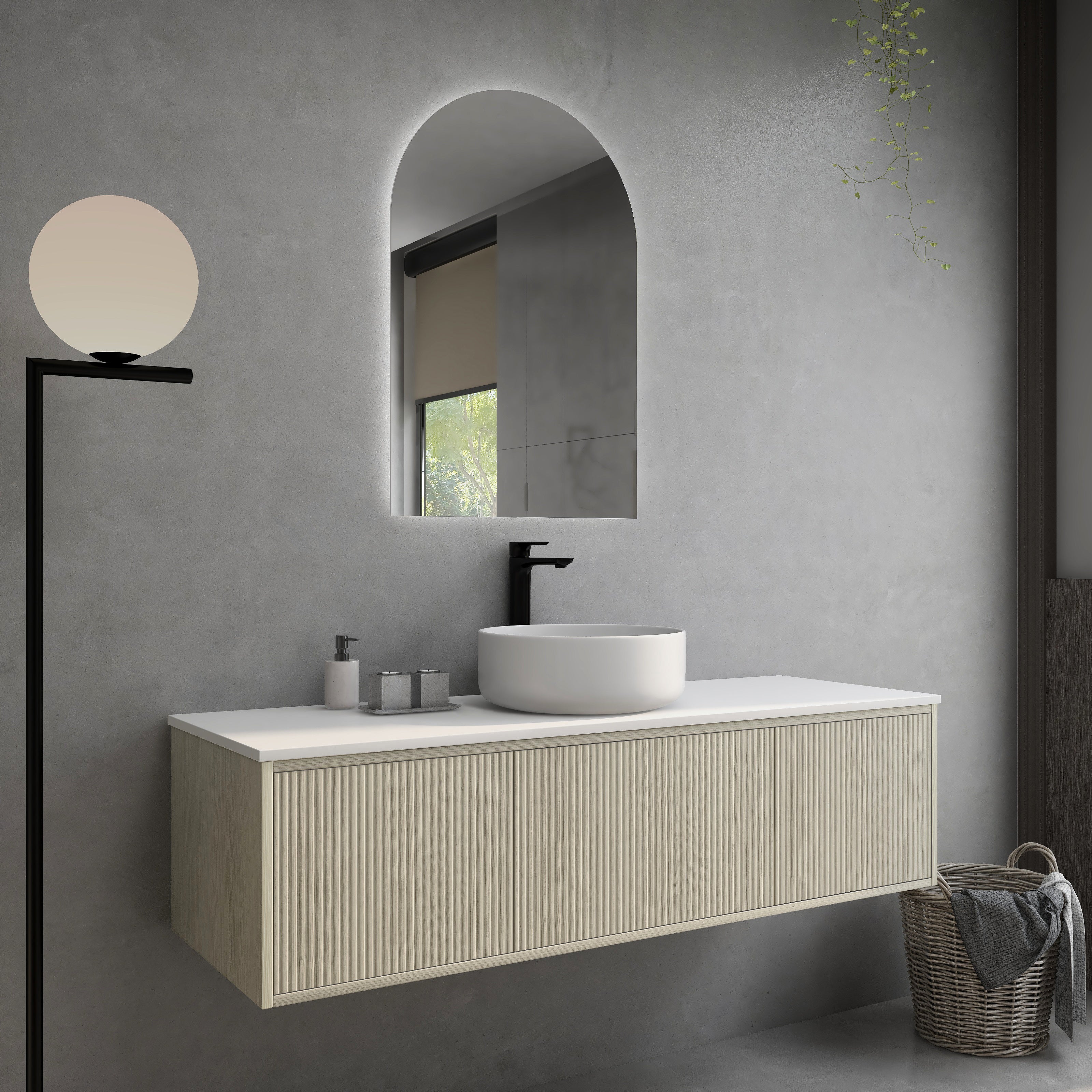 Bellevue Standard Wall Hung Vanity 1490*496*380mm Coastal Oak
