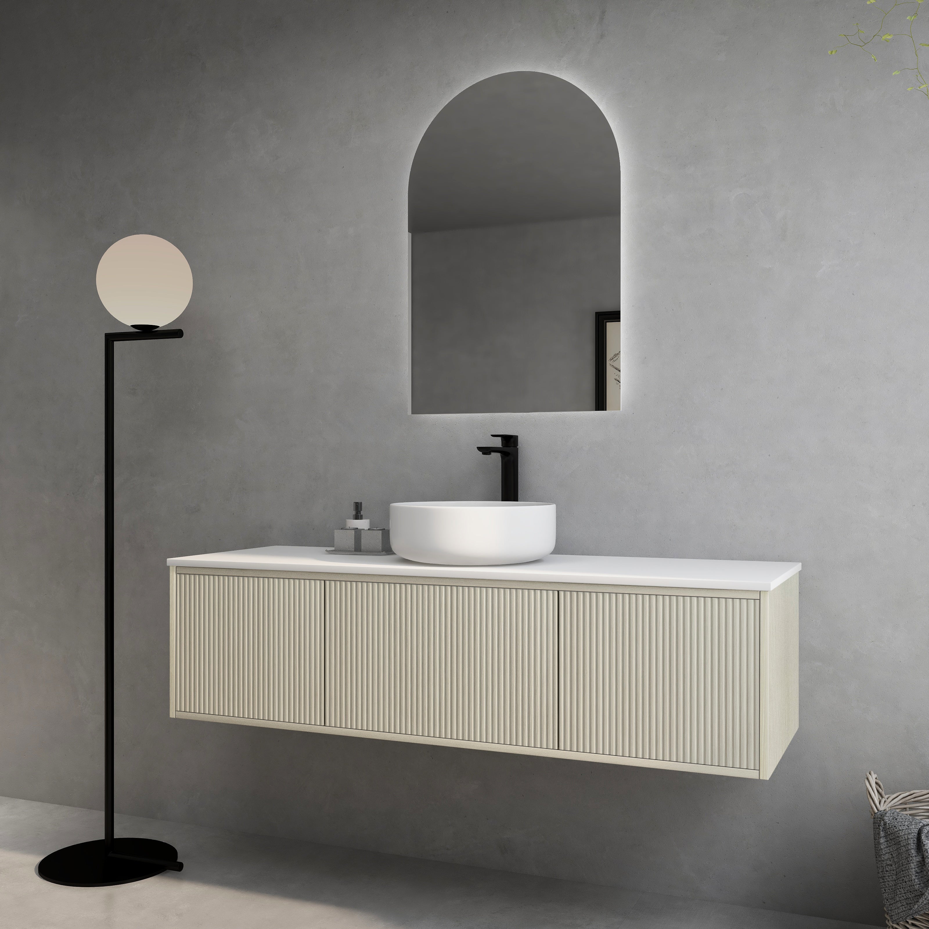 Bellevue Standard Wall Hung Vanity 1490*496*380mm Coastal Oak