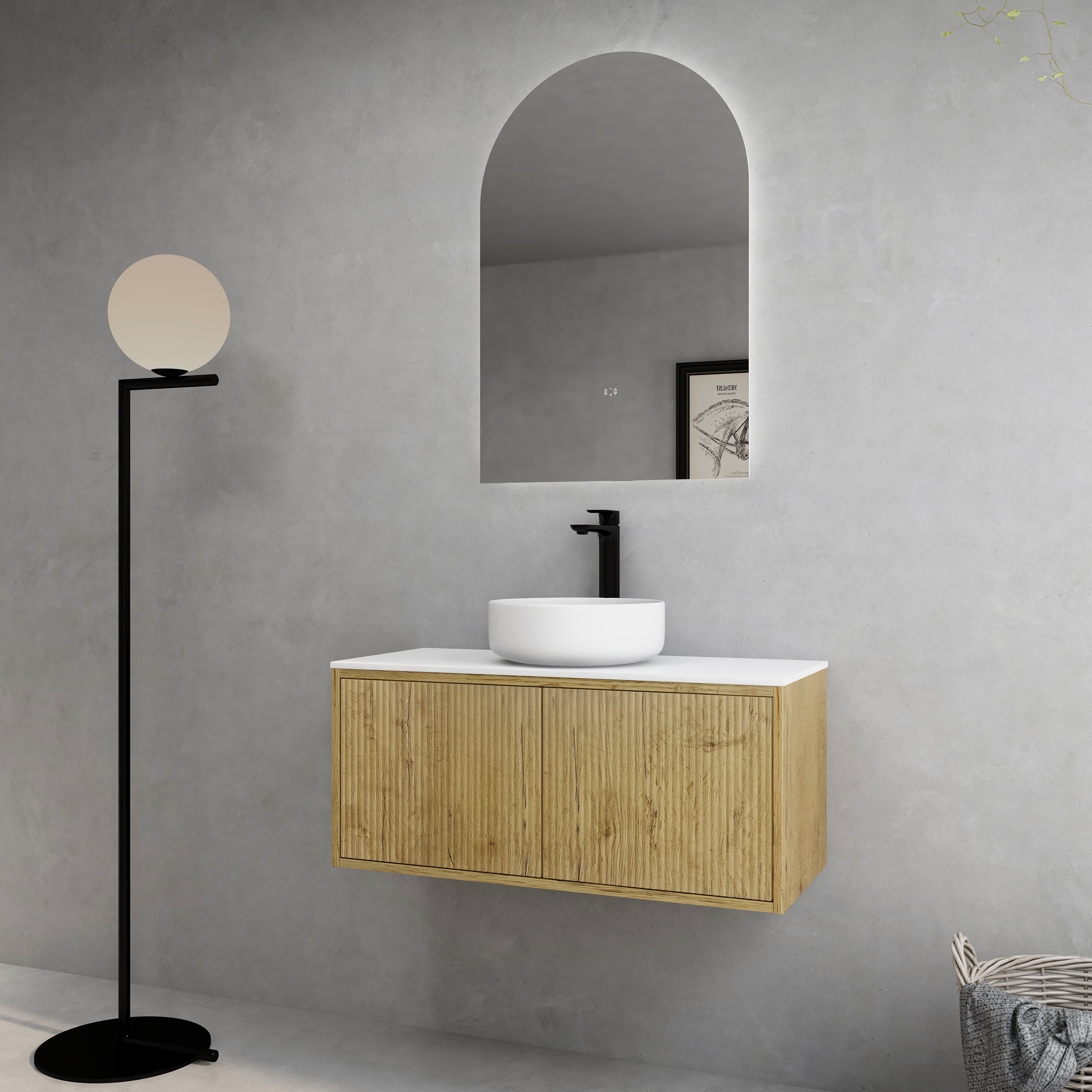 Bellevue Slim Wall-Mounted Vanity 890*386*380mm Prime Oak