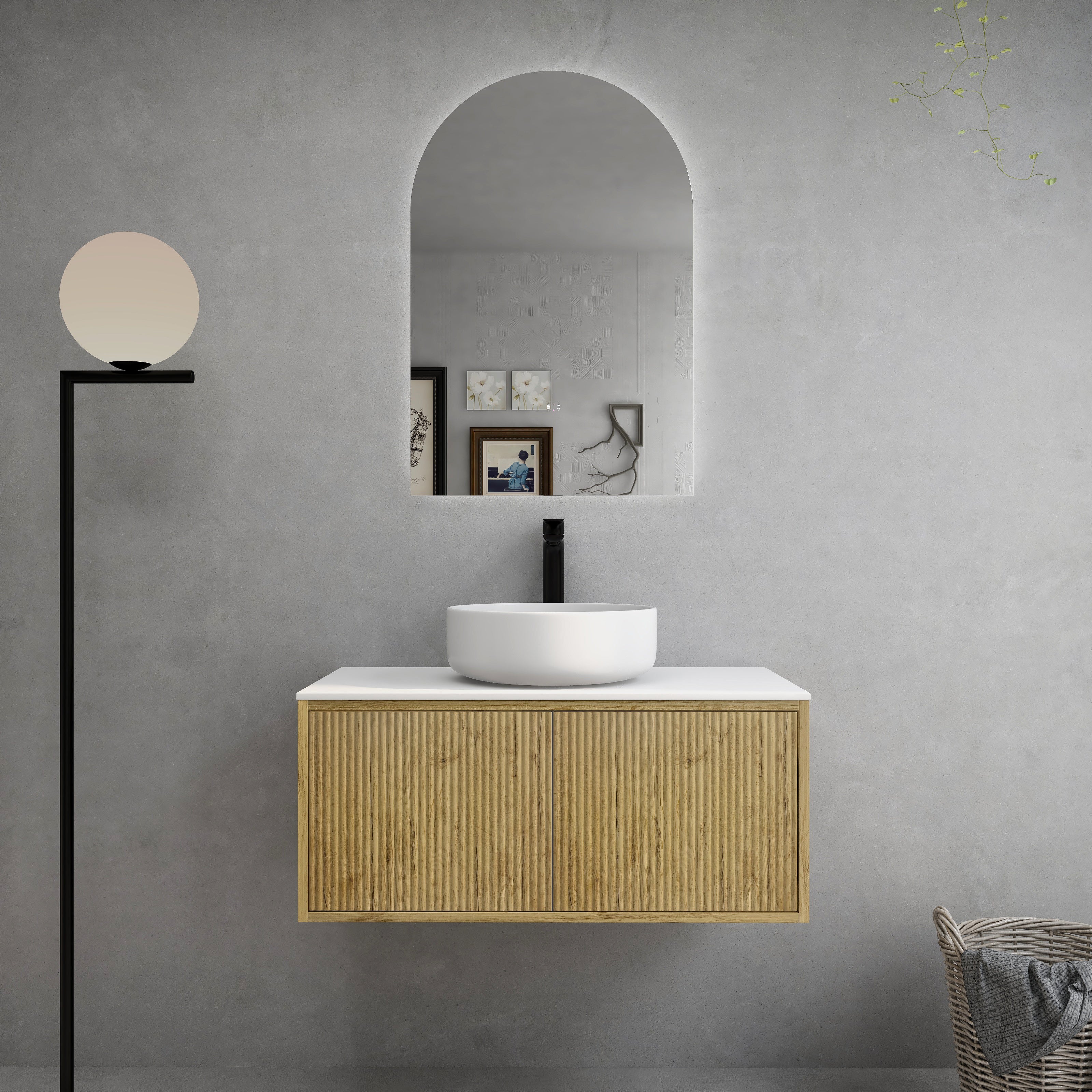 Bellevue Standard Wall-Mounted Vanity 890*496*380mm Prime Oak