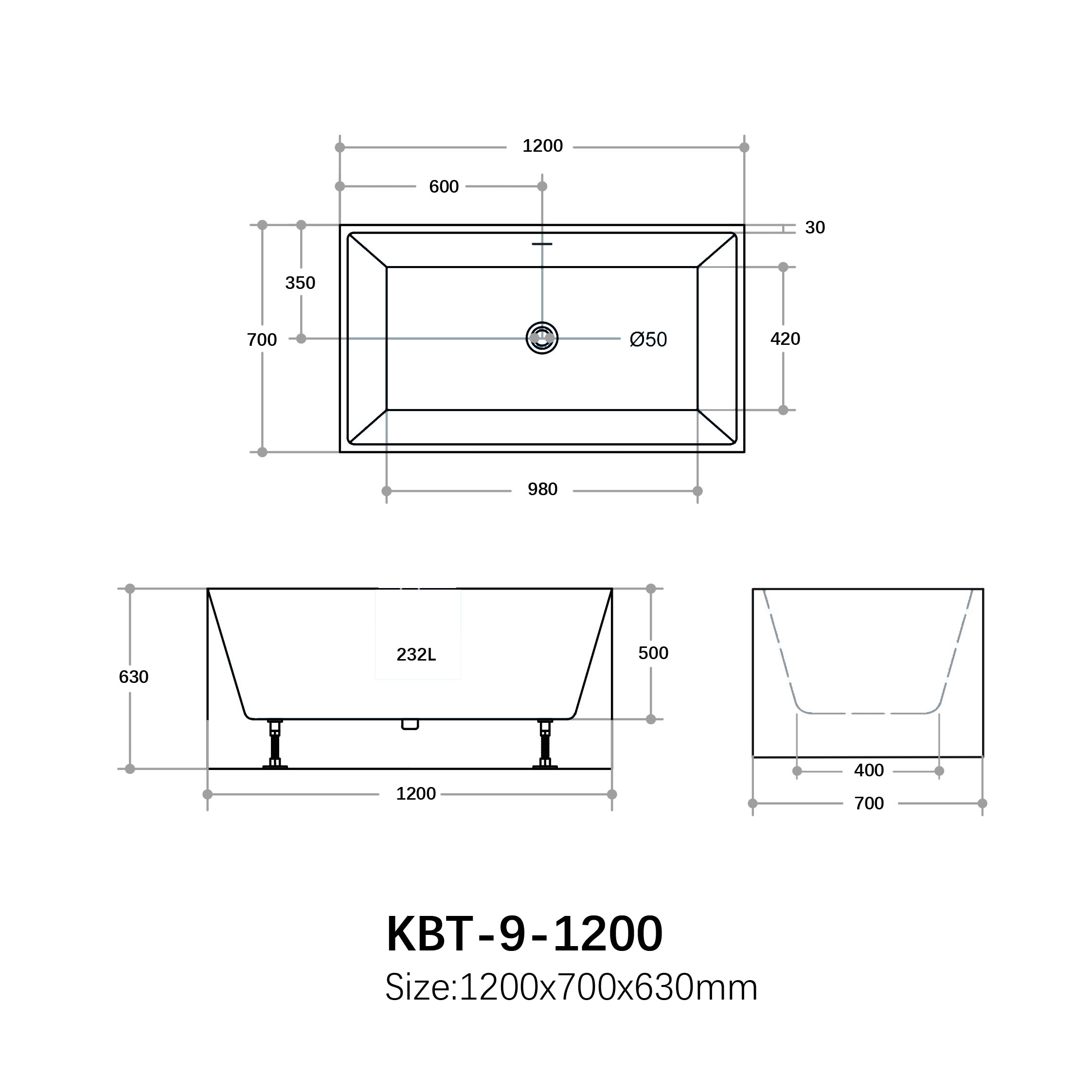 Theo Multi-Fit Freestanding Bathtub 990-1700mm