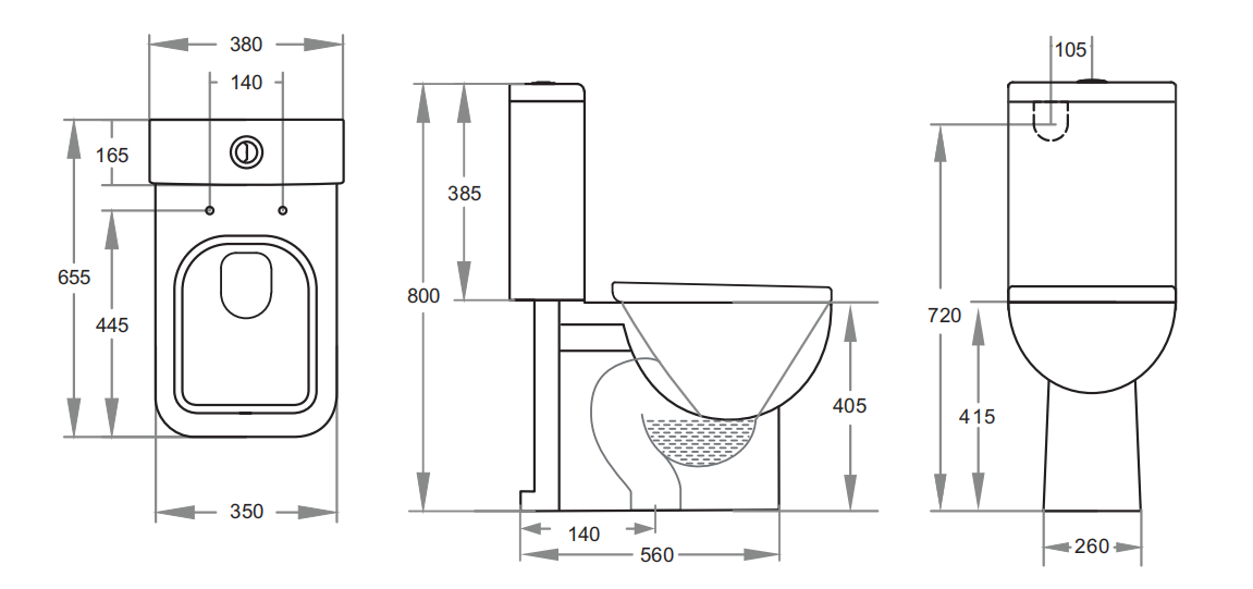 660*390*875mm Back to Wall Cubo Closed Couple Toilet Suite LUX006 Trap Included