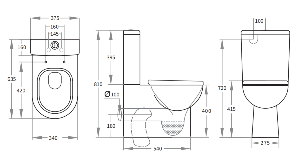 Rio BTW Toilet Suite 635*375*810mm