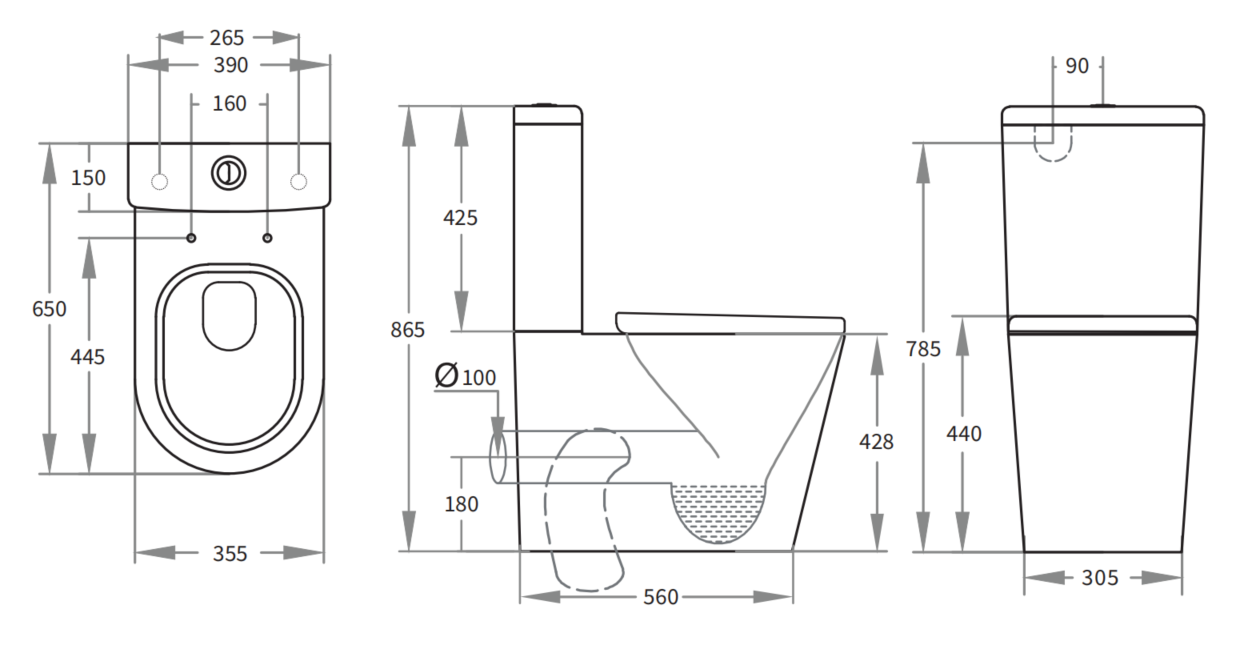Livis Rimless Toilet Suite Trap Included 650*385*865mm