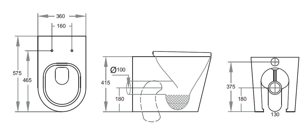 Avis Rimless Wall Faced Floor Pan 4.5/3 Liters Dual Flush KDK102R-MW/KDK102R-MB