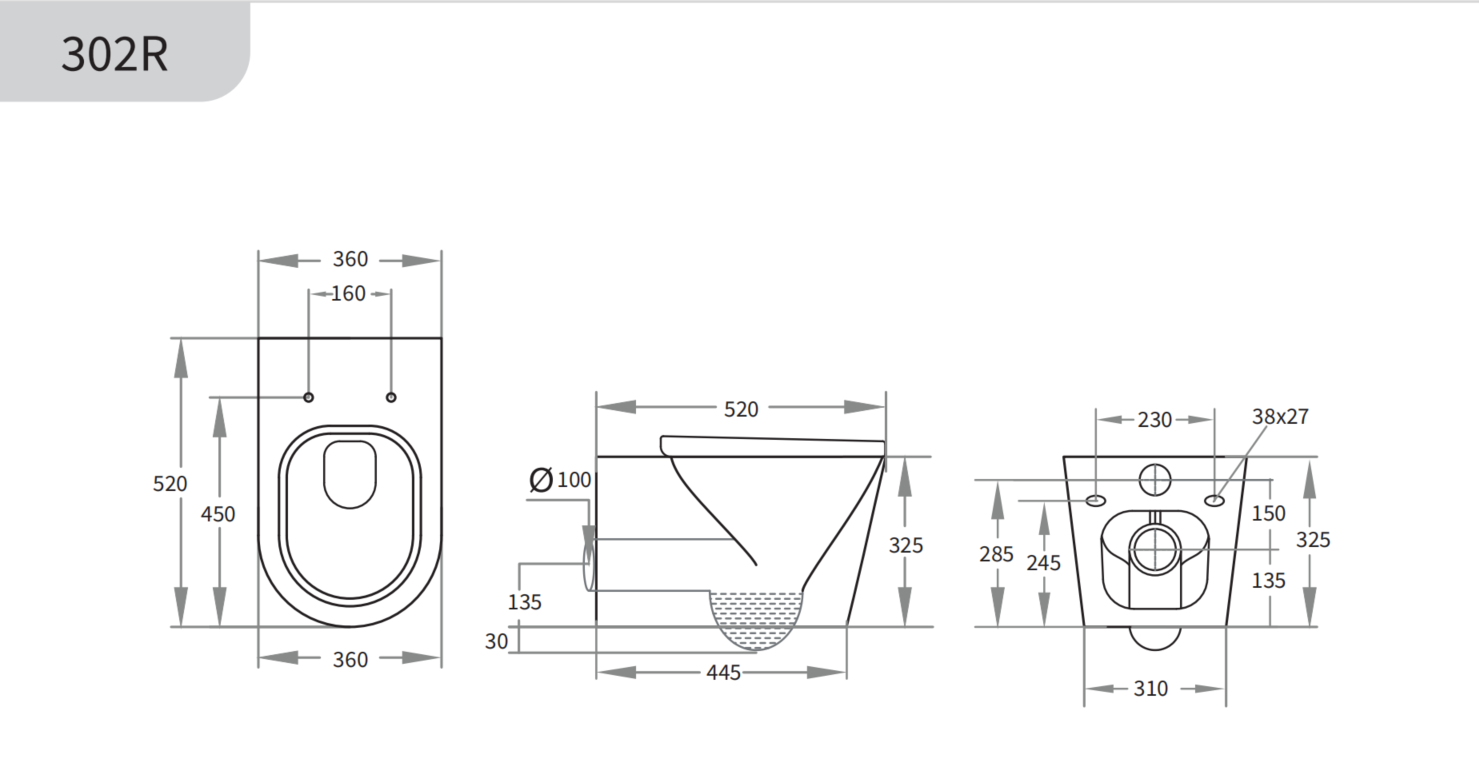 Avis Rimless Wall Hung Toilet 520*360*325mm(Matte White/Matte Black)
