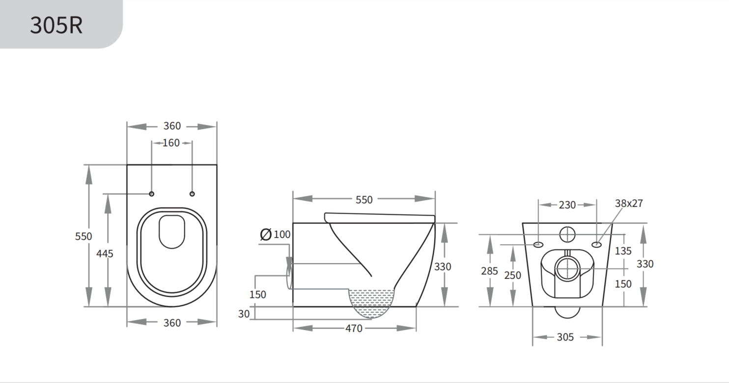 Aqualis Rimless Wall Toilet 550*360*330mm