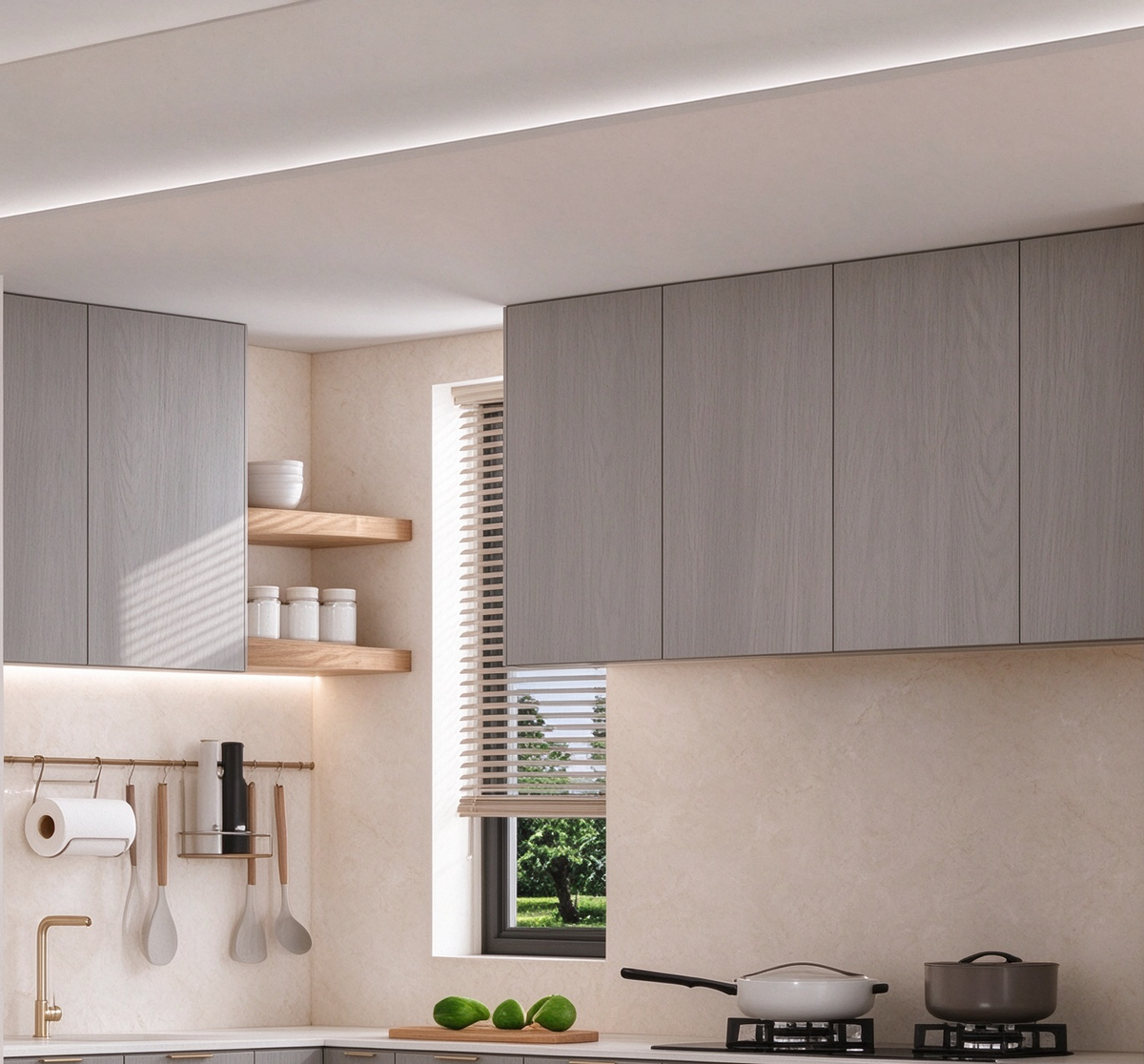 Kitchen Overhead Wall Cabinet Cupboard 700mm Hight Unit Combination Wood-Grain Color