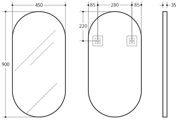 Oval Aluminum Framed Bathroom Mirror – Wall Mounted 450*900/600*1000mm