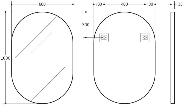 Oval Aluminum Framed Bathroom Mirror – Wall Mounted 450*900/600*1000mm
