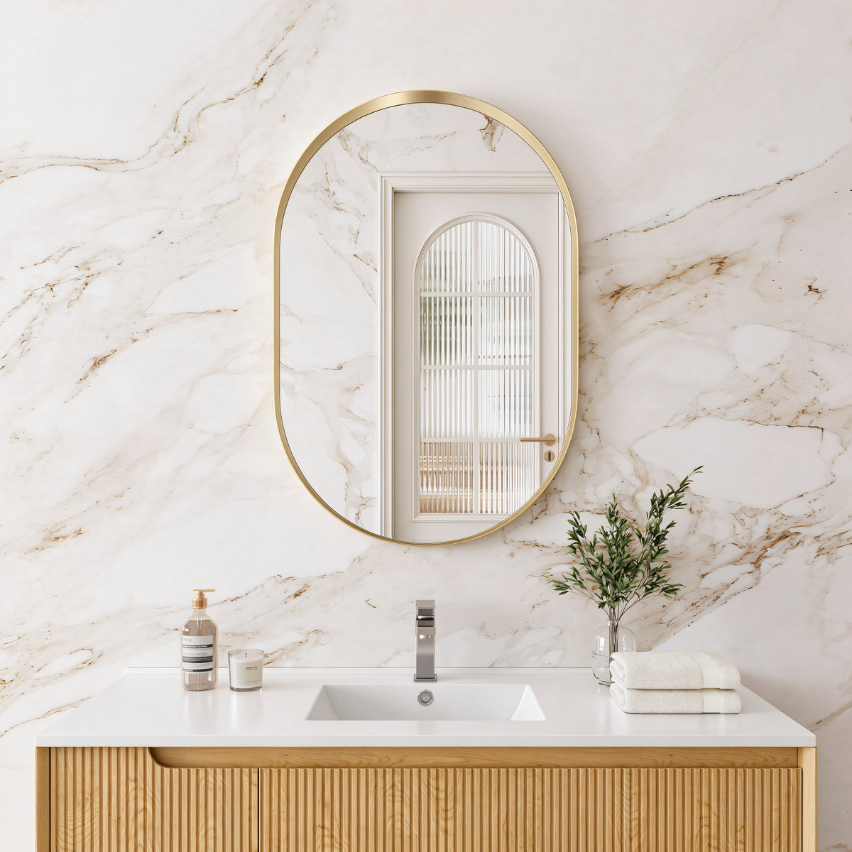 Olivia Oval Aluminum Framed Mirror 600*1000mm