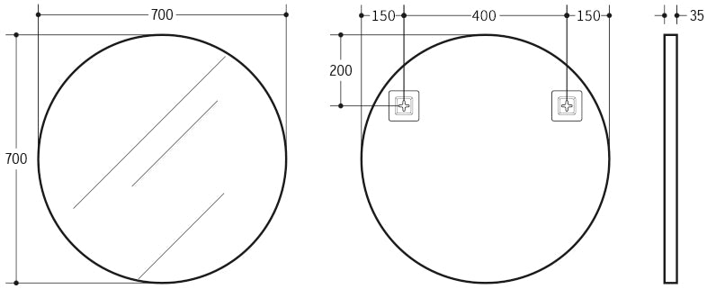 Vetra Aluminum Framed Mirror 5mm Copper Free with Safety Film 600/700/800mm