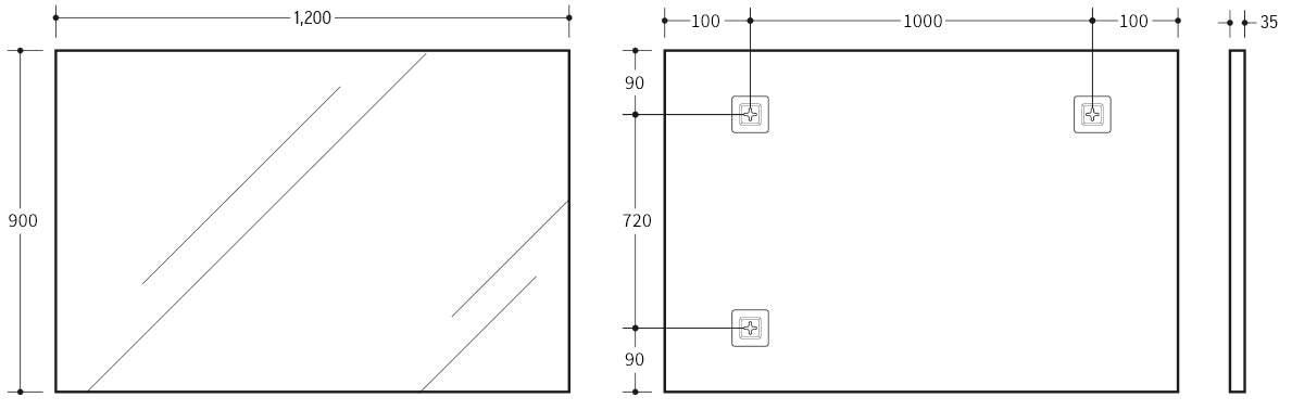 Vetra Aluminum Framed Mirror 5mm Copper Free with Safety Film 450-1200mm