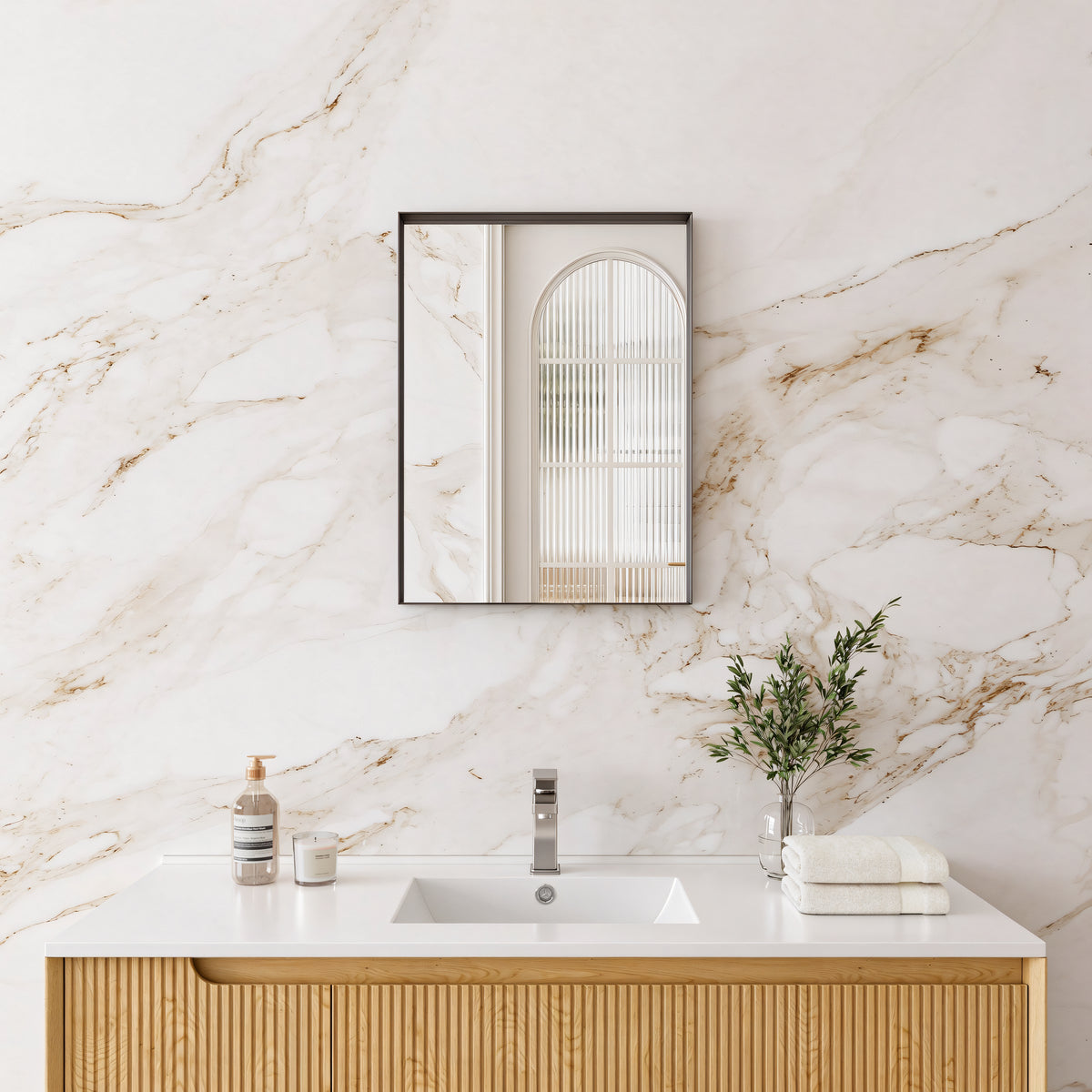 Rectangular Matte Black Framed Mirror 450-1200mm