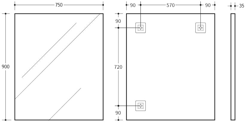 Vetra Aluminum Framed Mirror 5mm Copper Free with Safety Film 450-1200mm