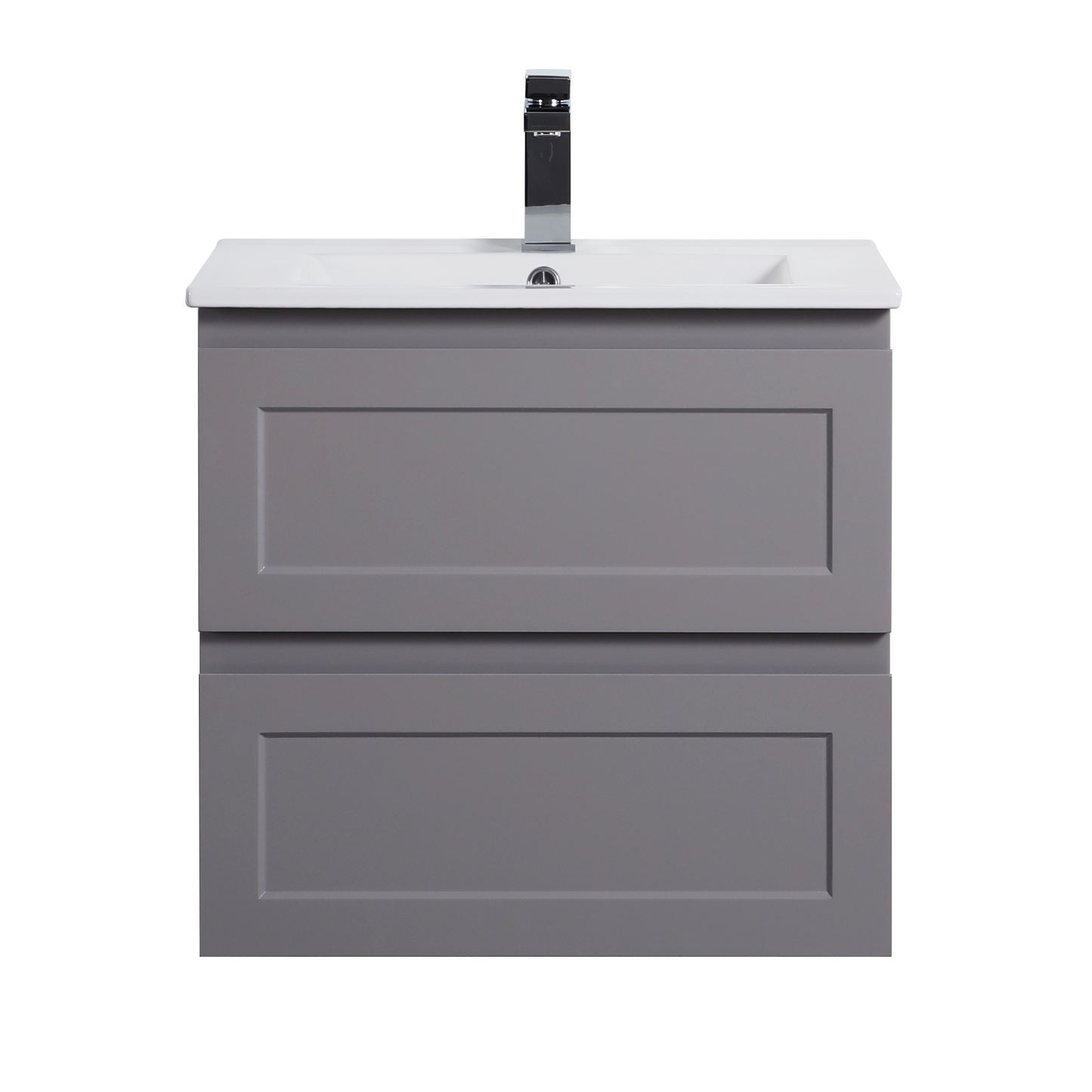 600mm Fremantle Wall Hung Vanity Double Drawers Matt Grey FMG600WH